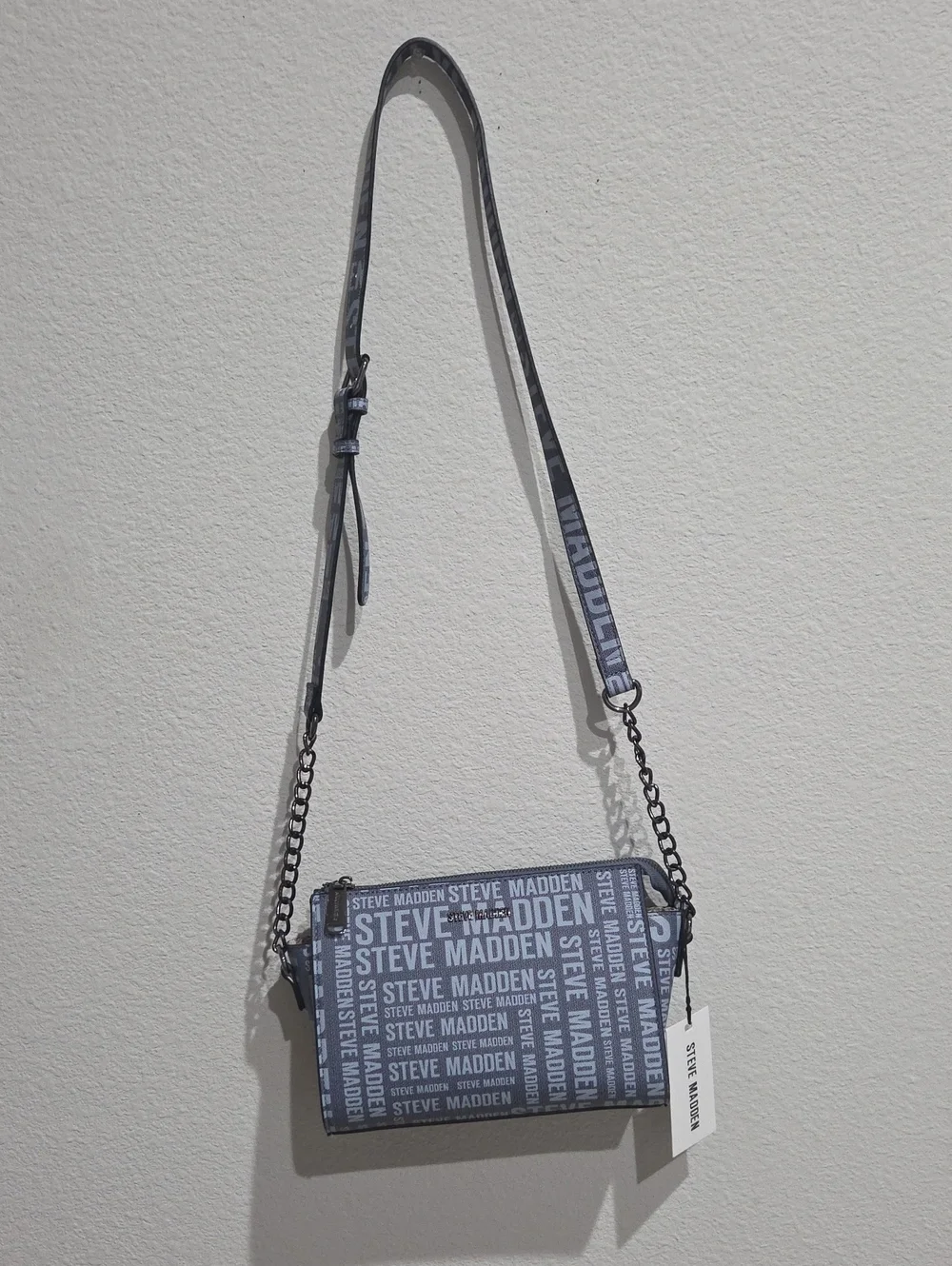 Steve Madden Blue Gray Logo Crossbody Bag NWT